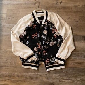 Silk floral zip up jacket